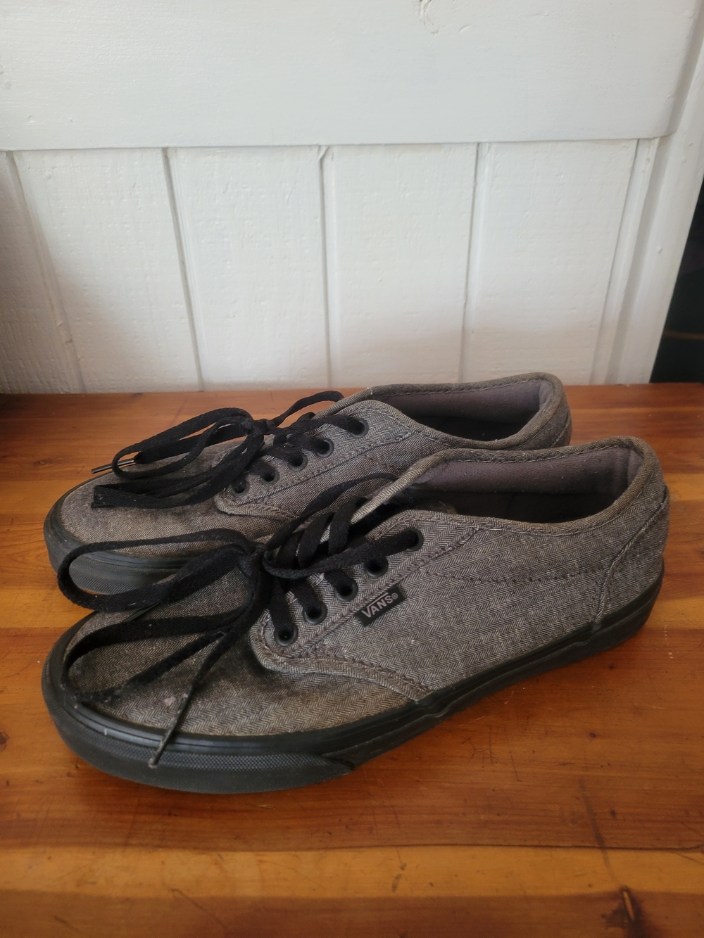 Vans Gray Low-Top Canvas Sneakers with Black Laces